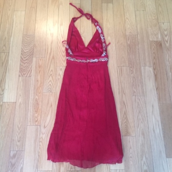 Vintage Unique 100% Silk Embellished Halter Dress - Picture 3 of 8